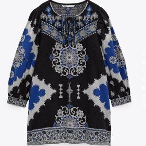 ZARA boho embroidered mini dress/tunic, L/XL